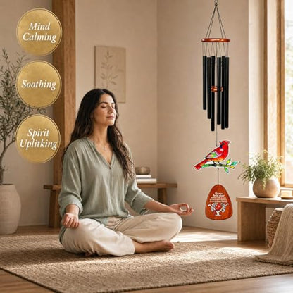 Cardinal Wind Chimes for Outside,Memorial Wind Chimes for Loss of Loved One | Sympathy Gifts for Loss of Mother/Father,Cardinal Gifts for Women