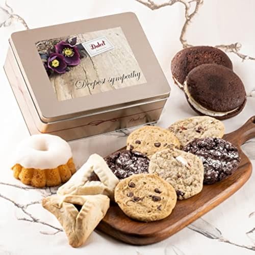 Dulcet Gift Baskets Sympathy Baskets for Men - Baked Goods for Sympathy Gift, Bereavement, Get Well, and More - Individually Wrapped Hamentashen Cookies, Bundt, and an Assortment of Cookies - style: Sympathy