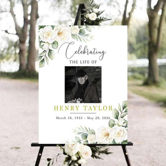 Personalized Funeral Welcome Yard Sign with Photo, Custom Memorial Yard Sign, Celebration of Life Welcome Sign, Remembrance Decoration for Funeral Service - color: Design_05