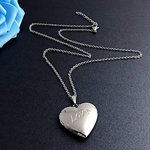 YOUFENG Love Heart Locket Necklace that Holds Pictures Polished Lockets Necklaces Birthday Gifts Unicorn - color: Love