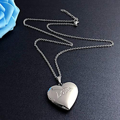 YOUFENG Love Heart Locket Necklace that Holds Pictures Polished Lockets Necklaces Birthday Gifts Unicorn - color: Love
