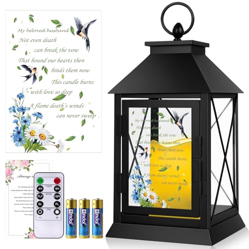 Memorial Candle Lantern with Flickering LED Candle and Remote Control Bereavement Sympathy Gifts in Memory for Loss of Husband Remembrance Gift (Husband) - color: Husband