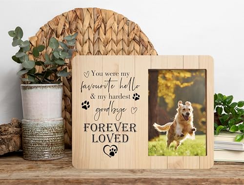 Dog Memorial Picture Frame, In Loving Memory Wood Photo Frame, Sympathy Gifts Bereavement Gifts for Loss of Dog, You Were My Favorite Hello And My Hardest Goodbye Frame, Pet Remembrance Gifts -c04 - style: Dog Memorial 4