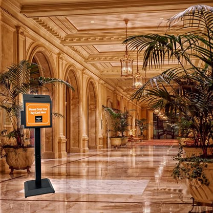 Floor Standing Metal Suggestion Box with Lock & Display Holder | Offering & Collection Box for Churches, Offices, Schools, Reception Areas, Donations, Ballots & Events - color: Matte Black