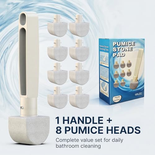 Pumice Stone Toilet Bowl Cleaner – 8 Refills for Hard Water & Limescale - color: White+grey