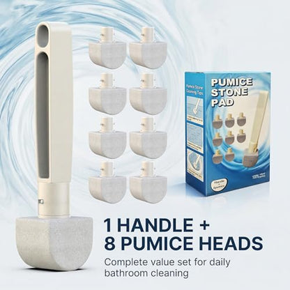 Pumice Stone Toilet Bowl Cleaner – 8 Refills for Hard Water & Limescale - color: White+grey