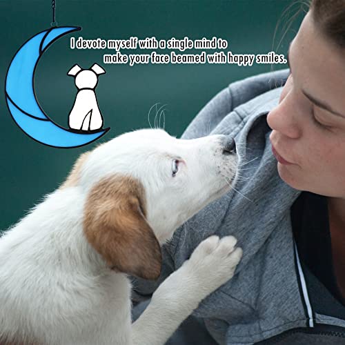 Stained Glass Rainbow Bridge White Dog Memorial Gifts for Loss of Dog Sympathy Remembrance Suncatcher, Angel Wings Pet Loss Bereavement Gifts in Memory of Pet Passing Away Window Hanging. - color: White