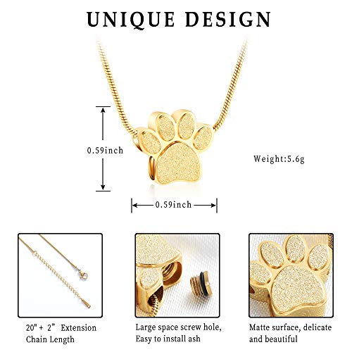 zeqingjw Pet Cremation Jewelry for Ashes Pendant Paw Print Pet Heart Urn Necklace Memorial Keepsake Jewelry for Pet/Dog's/Cat's Ashes - color: Paw Print-1-Gold
