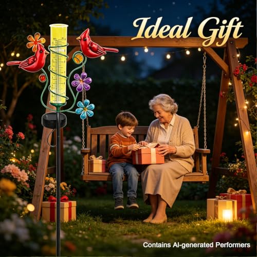 Rain Gauges Outdoors Best Rated, Cardinal Rain Measure Gauge | Freeze Proof Adjustable Height Large Rain Measuring Tool for Garden Yard Fence - color: Cardinal
