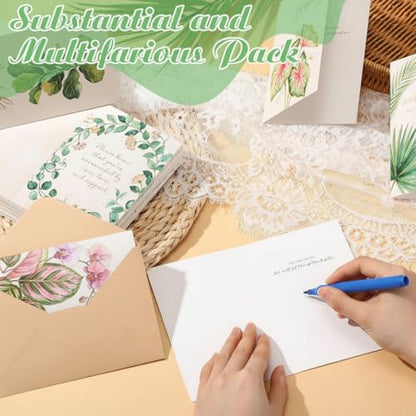 100 Sets Bulk Sympathy Cards with Envelope and Sticker, Greenery | Bulk Condolences Cards for Business, Assorted Bereavement Greeting Cards, Express Your Condolences - style: Greenery