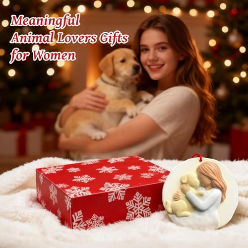 3D Dog Christmas Ornaments 2026 for Christmas Tree Decorations - Puppy Christmas Ornament Dog Mom Gifts for Women, Family, Friends - Girl Loves Dogs Resin Decoration, Meaningful Pet Keepsake Gift - style: Dog & Girl
