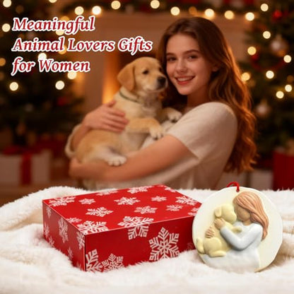 3D Dog Christmas Ornaments 2026 for Christmas Tree Decorations - Puppy Christmas Ornament Dog Mom Gifts for Women, Family, Friends - Girl Loves Dogs Resin Decoration, Meaningful Pet Keepsake Gift - style: Dog & Girl