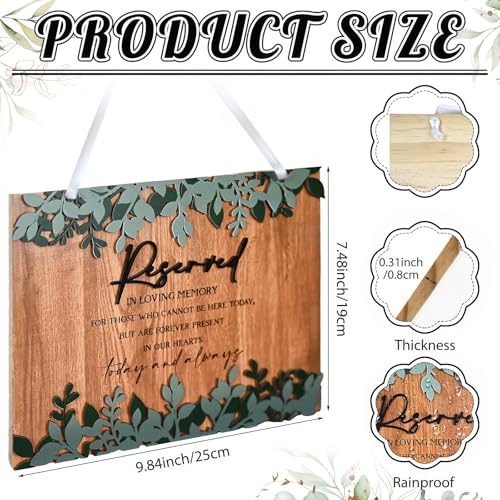 Wedding Memorial Sign 3D Raised Letters Layered Wood Sign with Ribbon Reserved Signs Blue Floral Flower in Loving Memory of Love Ones Parents Celebrating Ceremony Memories Seat Sign Heaven - style: 3D Layered Seat Sign