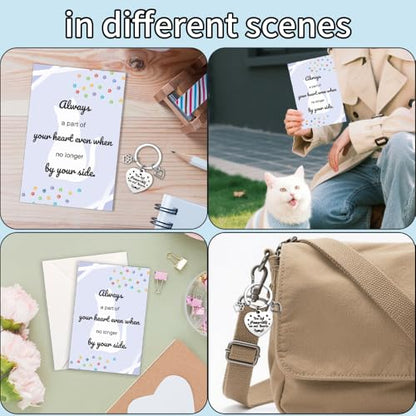 Pet Sympathy Card for Cat with Pet Memorial Keychain, Cat Memorial Gifts, Bereavement Gifts for Loss of Pets Sympathy Cards with Envelopes Condolences Gift for Loss