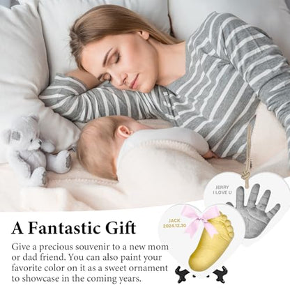 Baby & Pet Handprint Footprint Paw Print Keepsake Kit – Non-Toxic Air-Dry Clay, Makes 2 Ornaments, Perfect for Twins, Newborn, Dogs, Cats, Baby Shower, New Mom & Pet Memorial Gifts