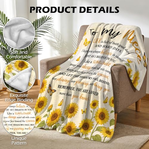 Nieces Gifts from Aunt, Niece Blanket 50x60 Inches - Inspirational Throw Blankets for Women, Adult Niece Birthday from Auntie/Uncle, Soft Plush Gift for Nieces - color: Niece