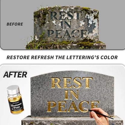Headstone Paint Professional Acrylic Ink Monument Letter Inscription Restoration Paint Gravestone Lettering/Tombstone Inscriptions on Granite & Marble (Green&Blue&Red&Yellow&Pink) - color: Blue-Green-Red-Yellow-Pink