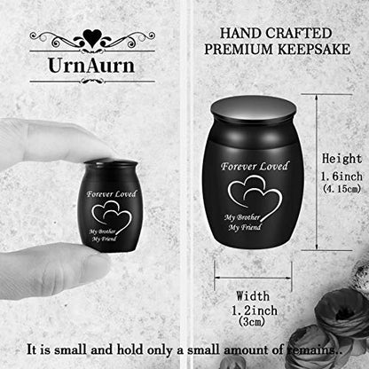 Custom Urns for Human Ashes, 1.6“ High Small Cremation Urns for Funeral, Personal Miniature Decorative Urns, Handcrafted Peaceful Mini Keepsake Urn, Engraved Forever Loved Adult Urn for Sharing - style: Heart Keepsake Engraving 1.6" Black