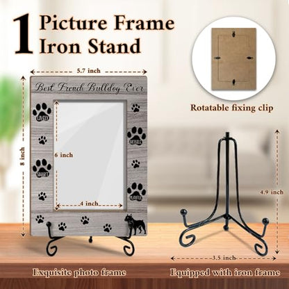 French Bulldog Photo Frame, Dog Memorial Gifts For Women Friend Coworker, Fit 4x6 Picture Frame With Stand Home Desk Decor Tabletop Display, Dog Paw -Txk75 - style: French Bulldog