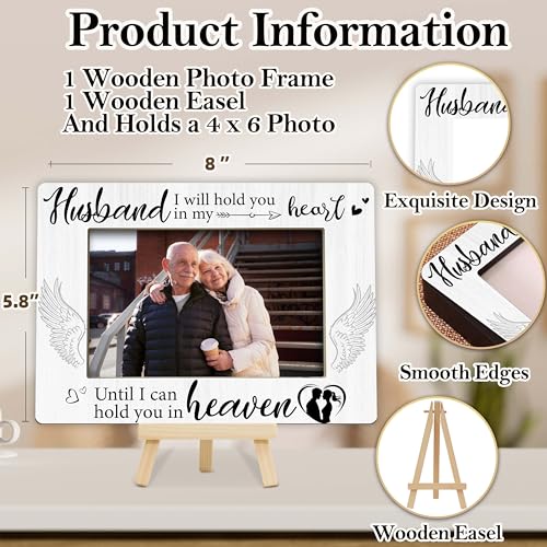 Memorial Gifts Loss of Husband, Sympathy Picture Frame, Remembrance Gifts Wooden Photo Frame with Easel, 4x6 Bereavement Picture Frame for Tabletop Display - G06 - style: Loss of Husband