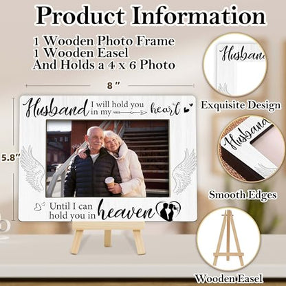 Memorial Gifts Loss of Husband, Sympathy Picture Frame, Remembrance Gifts Wooden Photo Frame with Easel, 4x6 Bereavement Picture Frame for Tabletop Display - G06 - style: Loss of Husband