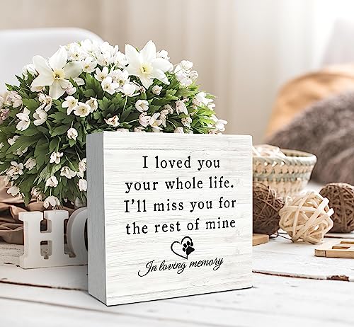 SRADMO In Loving Memory of Pet Quote I Love You Your Whole Life Wood Box Sign Desk Decor,Rustic Wooden Block Box Sign Decoration For Home Bedroom Living Room Shelf Table Decor