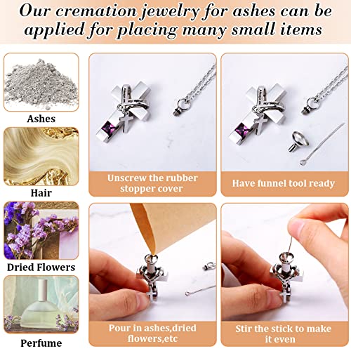 Jexine 10 Pcs Urn Necklace Cremation Jewelry for Men - color: Purple