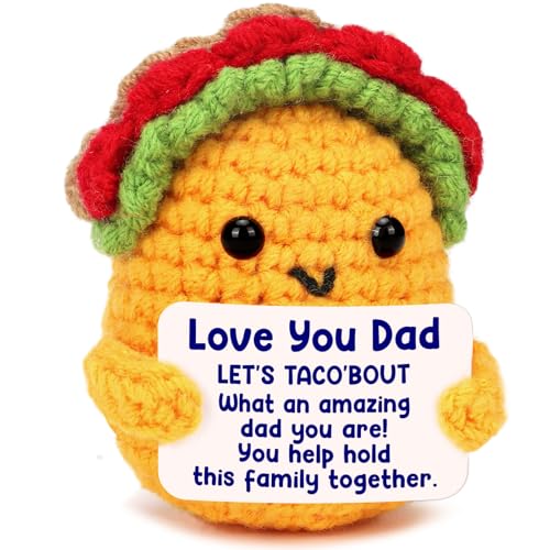 Dad Christmas Birthday Gifts from Daughter Best Dad Ever Stocking Stuffers | Cool Funny Cute Small Gifts for New Single Step Dads Thank You Daddy Fathers Day Christmas Handmade Crochet Taco Gift - style: Dad