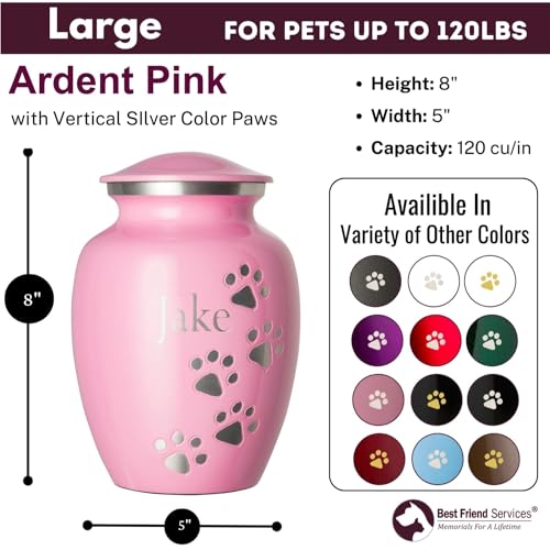 Ottillie Premier Pink/Pewter/Vert Urn, up to 115lbs - color: Ardent Pink, Vertical Pewter Paws, size: Large