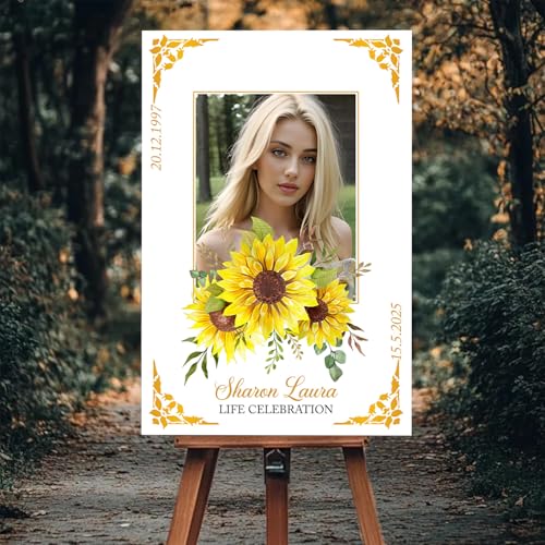 Funeral Welcome Sign Template With Sunflowers For Celebration of Life, Funeral Service Sign For Modern Memorial Service, Personalized Funeral Welcome Sign, Celebration of Life Decoration - color: Version 10
