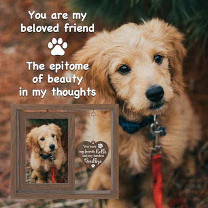 Dog Memorial Gifts for Loss of Dogs, Pet Memorial Gifts for Dogs, Rotating Wooden Dog Memorial Frame for Photos