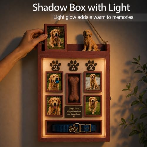 11x16 Pet Memorial Shadow Box Frame with Shelves, Brown - color: Standard Brown