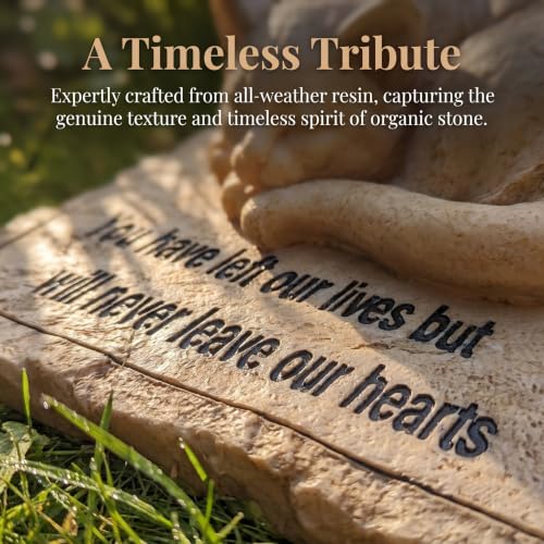 Cat Memorial Stones Grave Markers with A Sleeping Cat Statue on The Top - Cat Garden Stones Grave Stones Cemetery Markers Sympathy Cat Memorial Gifts Loss Gifts Outdoors, 8.5"x7"x3.5"
