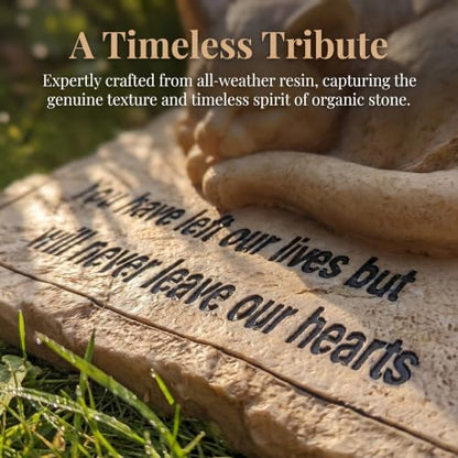 Cat Memorial Stones Grave Markers with A Sleeping Cat Statue on The Top - Cat Garden Stones Grave Stones Cemetery Markers Sympathy Cat Memorial Gifts Loss Gifts Outdoors, 8.5"x7"x3.5"