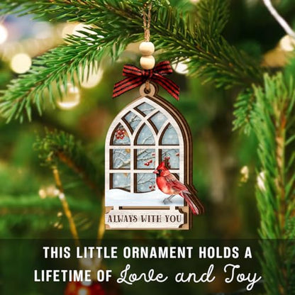 Cardinal Christmas Ornaments 2025 - Wooden Memorial Ornaments for Loss of Loved One, Mom, Dad, Grandparents, Remembrance Hanging Ornament - Red Cardinal Sympathy Bereavement Gifts