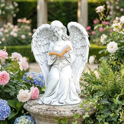 Angel Statue Outdoor, Solar Angel Reading Book with LED Lights, Garden Gift - style: Ancient Book