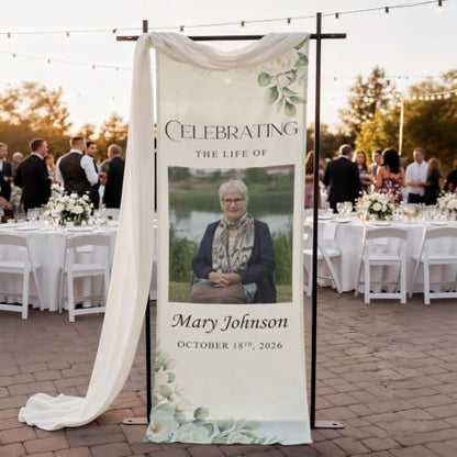 Personalized Celebrating The Life Of Welcome Sign, Funeral Fabric Banner #4 - color: Design 4
