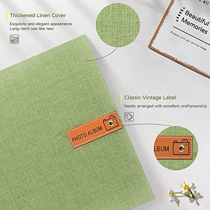 Popotop Large Photo Album Self Adhesive 4x6 5x7 8x10 Scrapbook Album DIY Picture Book,Gifts for Mom,Family Baby and Wedding,with Metal Pen and Plastic Board - color: Grass green, size: 11.5"x10.6"40pages