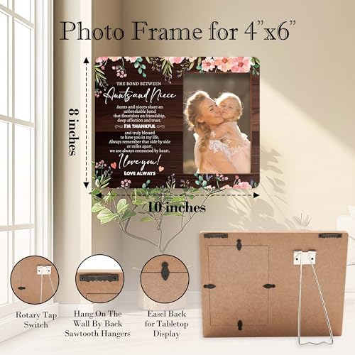 Niece and Aunt Picture Frame, Blush Pink Floral Wood Photo Frame, Birthday Graduation Gifts for Niece, Mother's Day Christmas Birthday Gifts for Aunt, The Bond Between Aunts And Niece Frame -a07 - style: Niece and Aunt