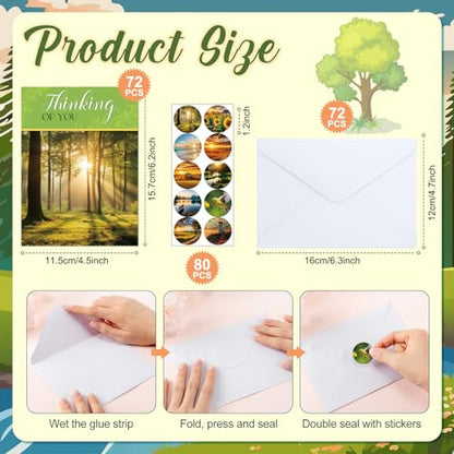 Motiskyy 72 Pack Religious Thinking of You Cards with Envelopes, Natural - style: Natural