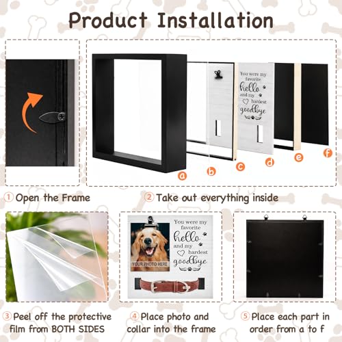 PUREFLY Dog Memorial Gifts for Loss of Dog, Loss of Dog Sympathy Gift Pet Loss Sympathy Frame Box with Collar Holder, Pet Cat Remembrance Bereavement Gift - color: Pet Box 01
