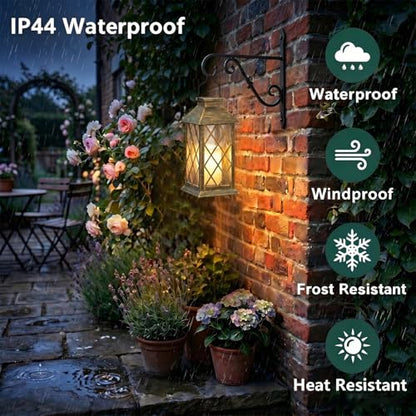 Yowin 2 Pack 9" Solar Lanterns Outdoor Waterproof with Flickering Candle - color: Bronze