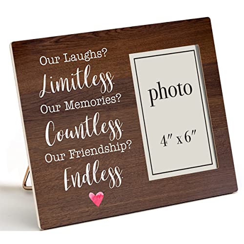 Friends Wooden Picture Frame Gifts, Friendship Gifts for Women Men Friends | Ours Laughs Limitless Our Memories Countless Our Friendship Endless Wood Photo Frame Gifts Idea, Tabletop & Wall Mounting - color: Our