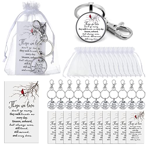 36 Sets Memorial Cardinal Keychain with Cards Organza Bags Metal Red Bird Cardinal Key Ring for Bereavement Gift Always with You Funeral Souvenirs Favors Grief Remembrance Gifts