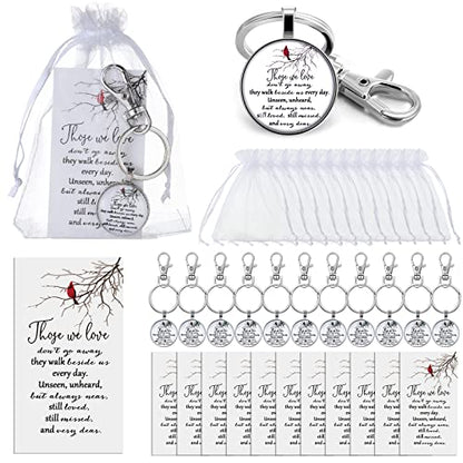 36 Sets Memorial Cardinal Keychain with Cards Organza Bags Metal Red Bird Cardinal Key Ring for Bereavement Gift Always with You Funeral Souvenirs Favors Grief Remembrance Gifts
