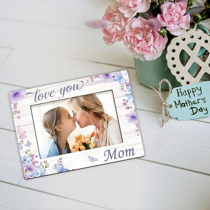 DETIHO Mom Picture Frame, 4"x6" Mothers Day Photo Gifts，Mom Wooden Picture - style: love you mom