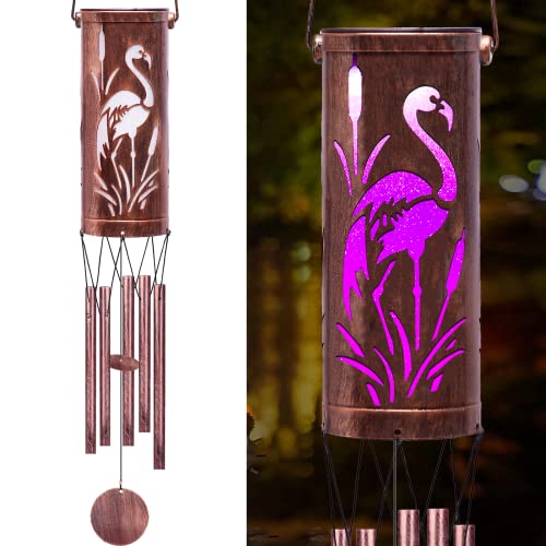FSVGYY Solar Flamingo Wind Chime 30 Inch Metal Outdoor Hanging Light - color: Wind Chimes Flamingo