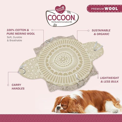 Sweet Goodbye Cocoon Pet Burial & Cremation Kit (Medium, Natural) | Premium Wool Pet Casket & Ceremony Kit for Cats & Dogs | Farewell Your Pet with Love - color: Natural, size: Medium