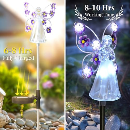 GIGALUMI 4 Pack Angel Solar Lights Outdoor Garden Decor Yard Art - size: 4 Pack