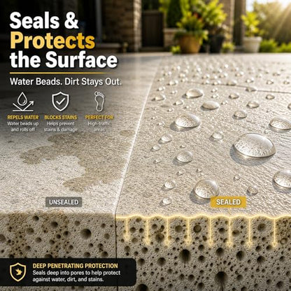 Wet Look Stone & Concrete Sealer, High Gloss for Pavers & Patios, 1 Quart | For Pavers & Patios, 1 Quart - style: 1-Quart